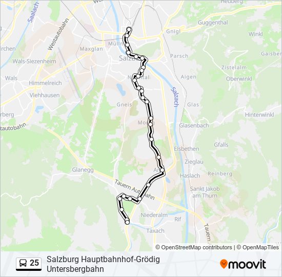 25 bus Line Map