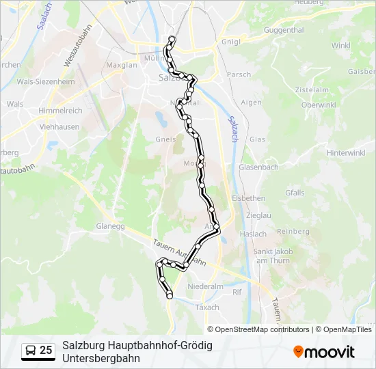 25 Bus Line Map