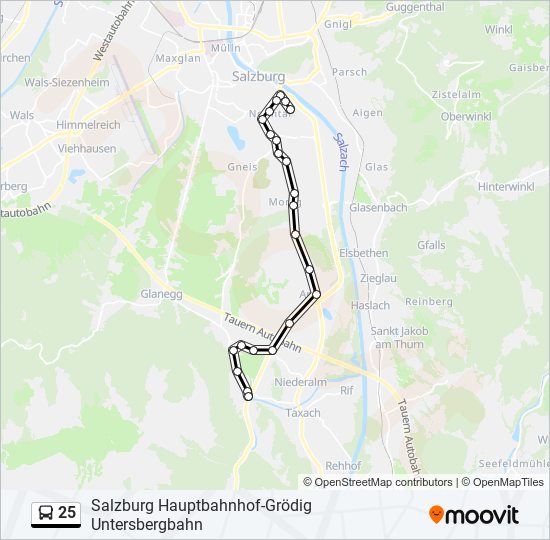 25 bus Line Map