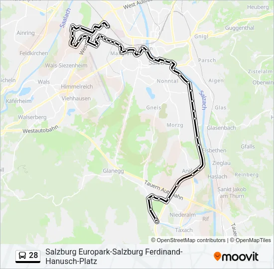 28 Bus Line Map