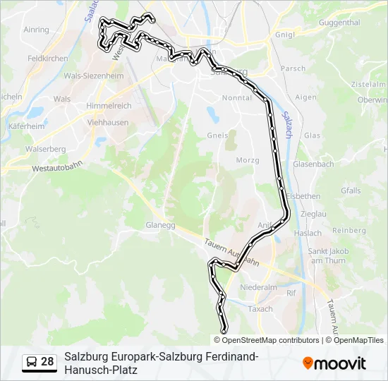 28 Bus Line Map