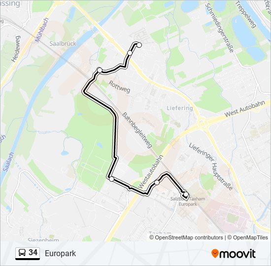 34 bus Line Map