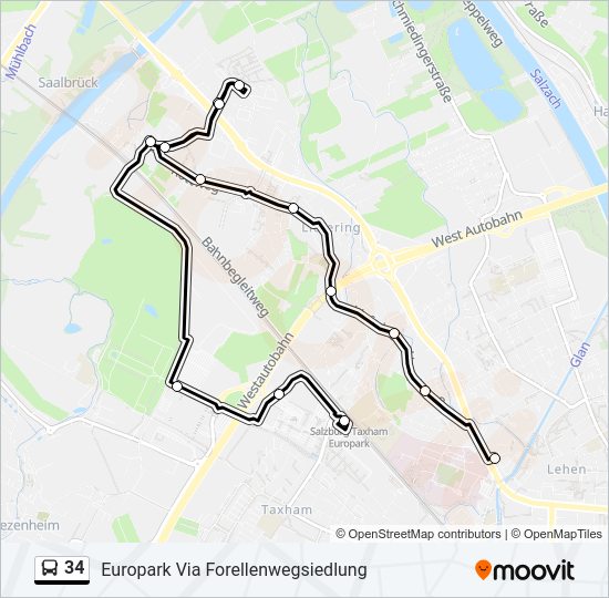 34 bus Line Map