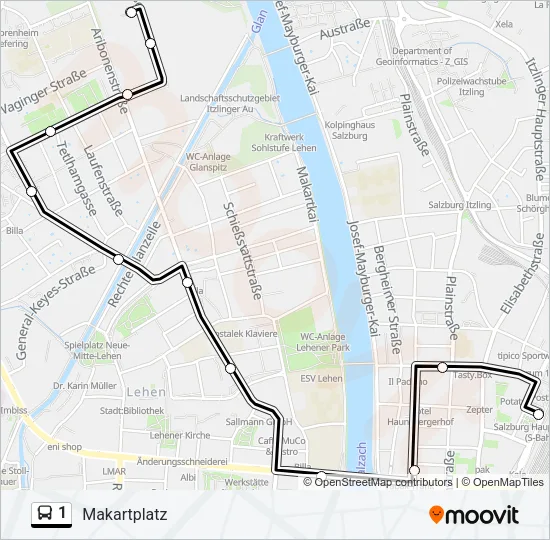 1 Bus Line Map