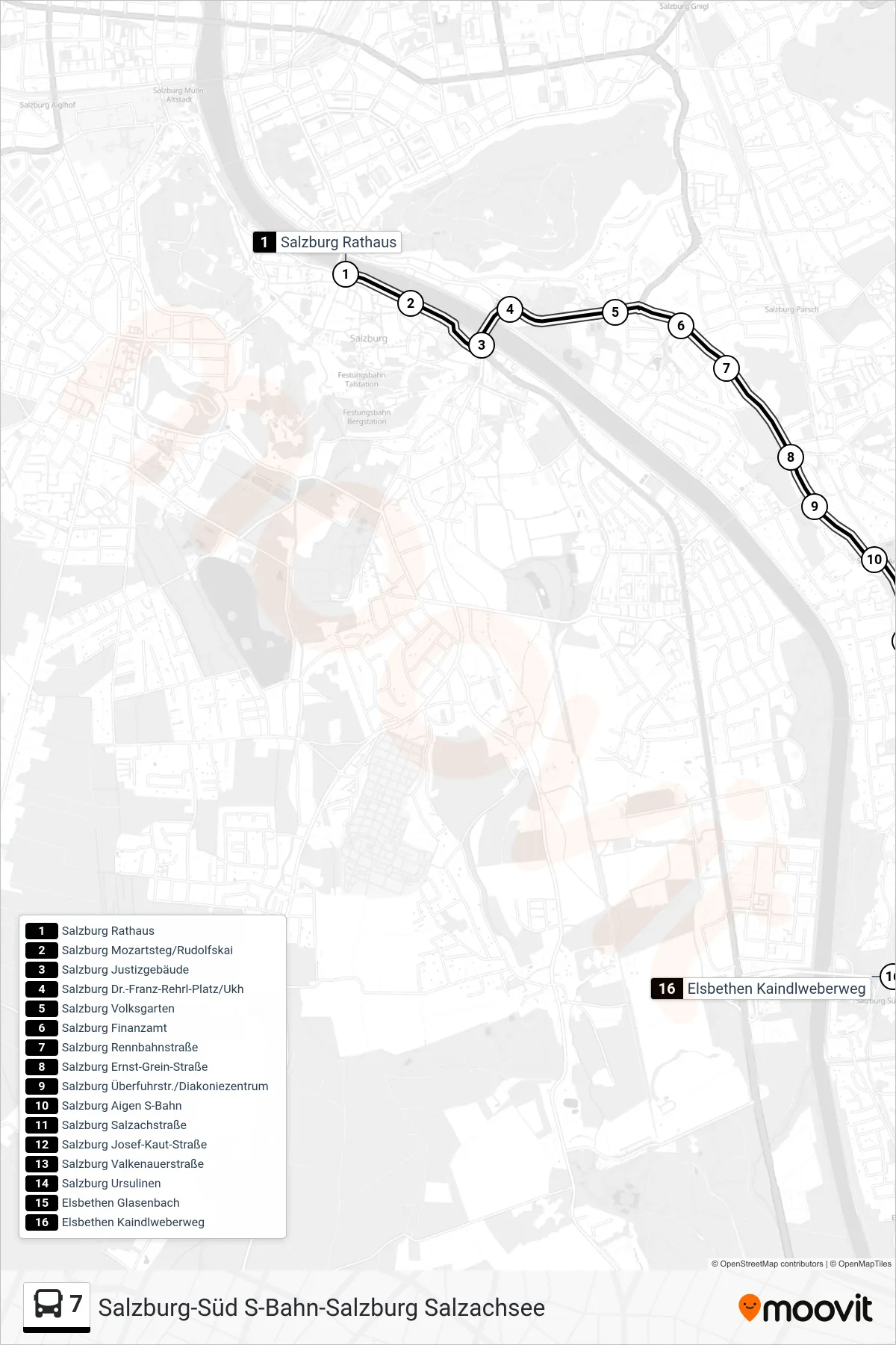 Linie 7 (Bus) Richtung Kaindlweberweg: Route und Haltestellen auf der Karte