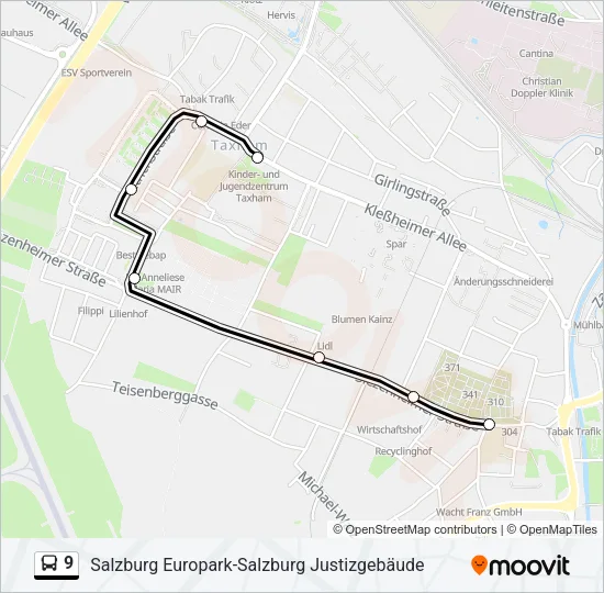 9 Bus Line Map