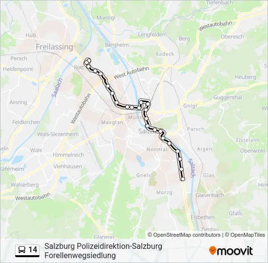 14 Bus Line Map