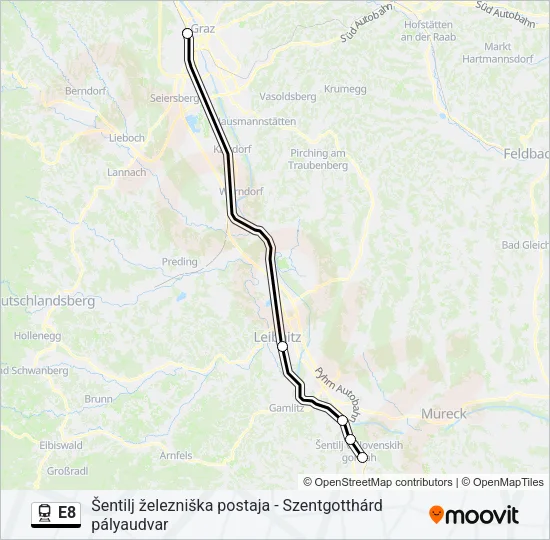 E8 Train Line Map