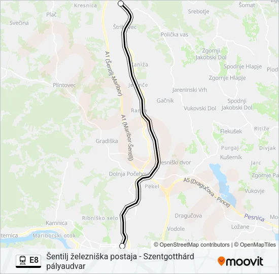 E8 Train Line Map