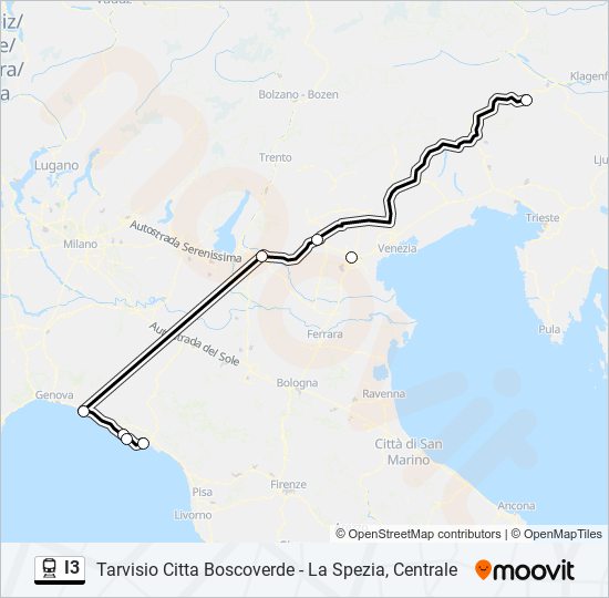 I3 train Line Map