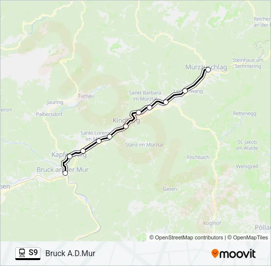 S9 Train Line Map