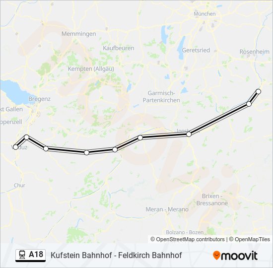 Bahnlinie A18 Karte