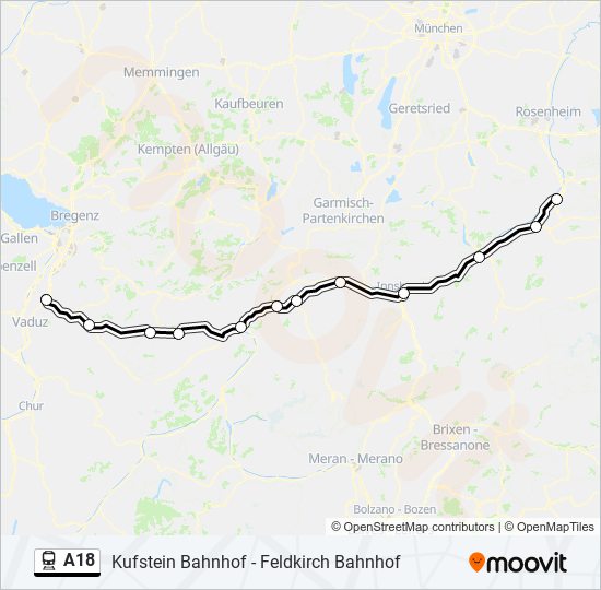 A18 train Line Map