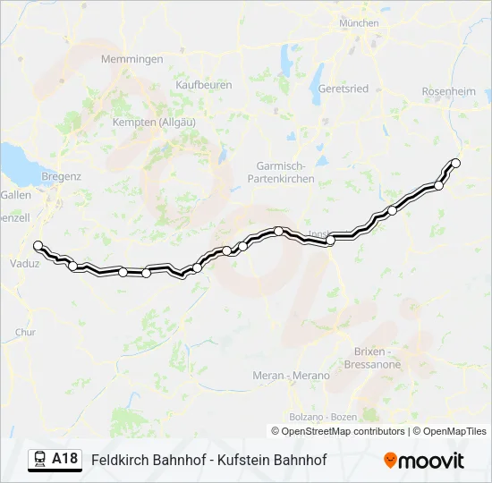 linie A18 Karte