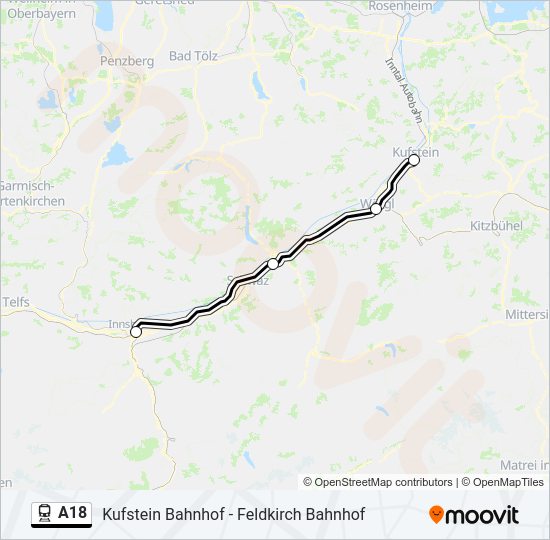 A18 train Line Map