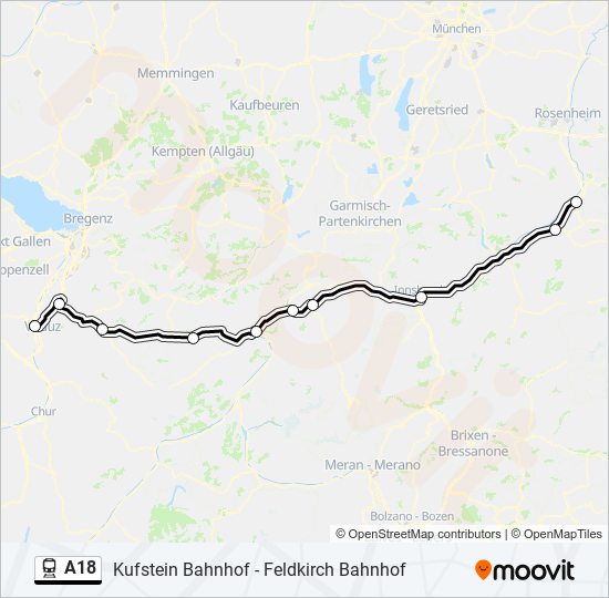 A18 train Line Map