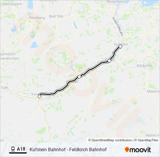 Bahnlinie A18 Karte