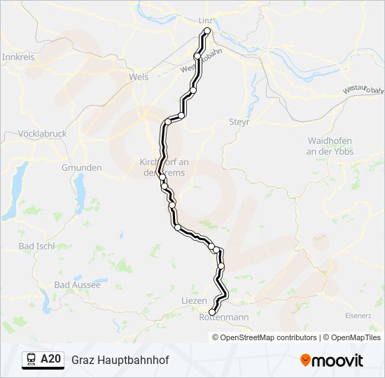 A20 train Line Map