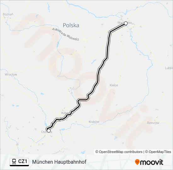 CZ1 Train Line Map