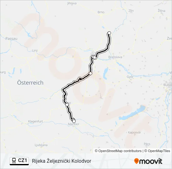 CZ1 Train Line Map