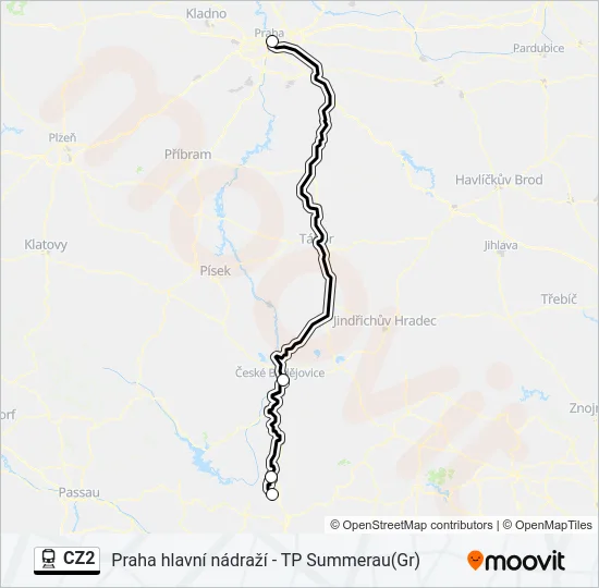CZ2 Train Line Map