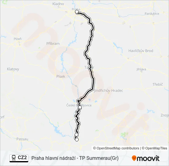 CZ2 Train Line Map