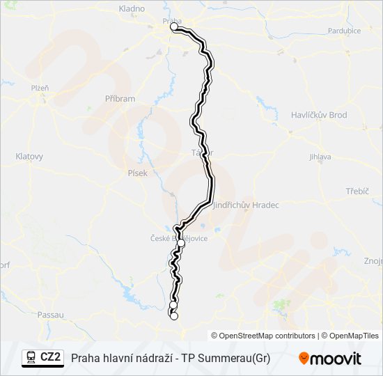 CZ2 train Line Map