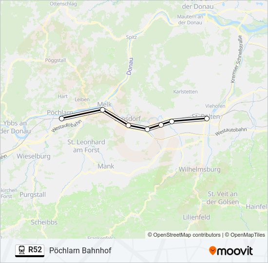 R52 train Line Map