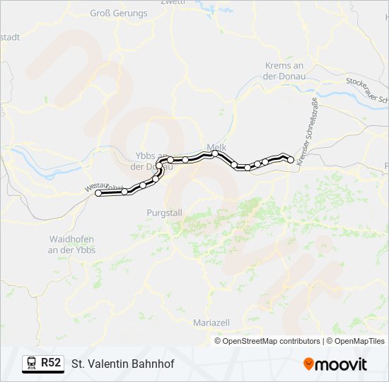 R52 train Line Map