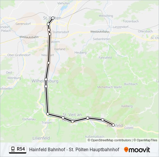 R54 train Line Map