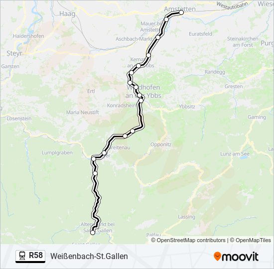 R58 train Line Map