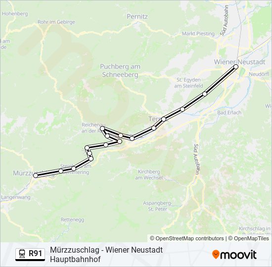 R91 train Line Map