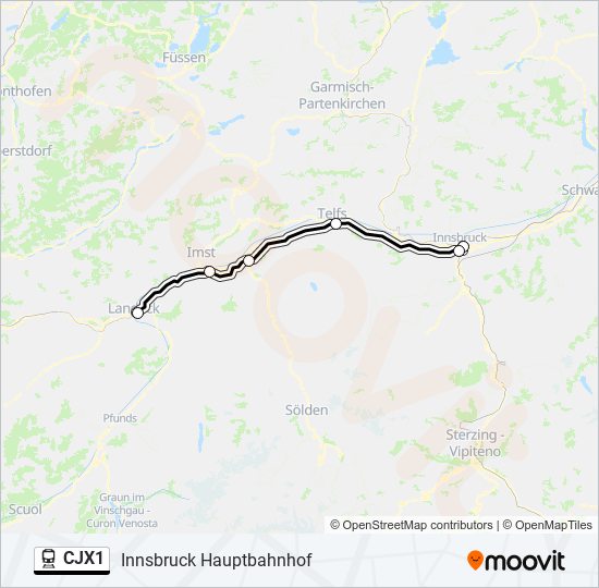 CJX1 train Line Map