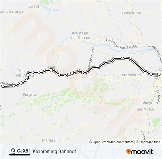 Bahnlinie CJX5 Karte