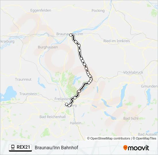 REX21 Train Line Map