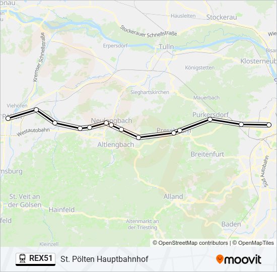 Bahnlinie REX51 Karte