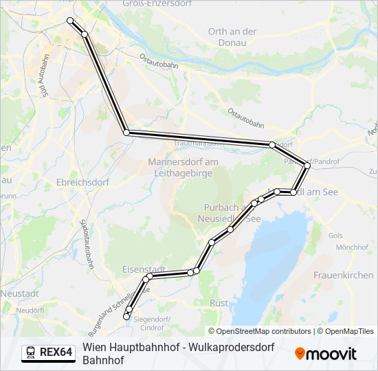 Bahnlinie REX64 Karte