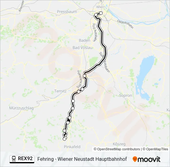 REX92 Train Line Map