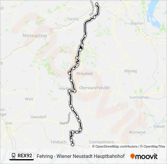 REX92 Train Line Map