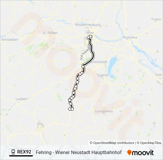 REX92 Train Line Map