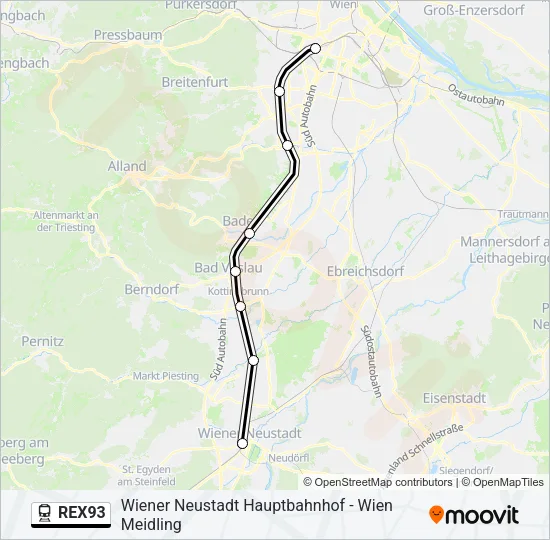 REX93 Train Line Map