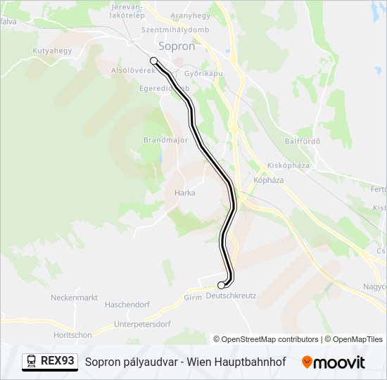 REX93 train Line Map