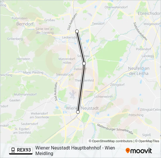 REX93 Train Line Map