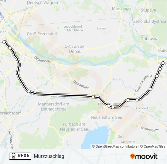 REX6 Train Line Map