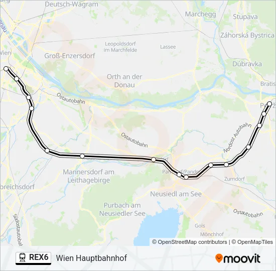 REX6 Train Line Map