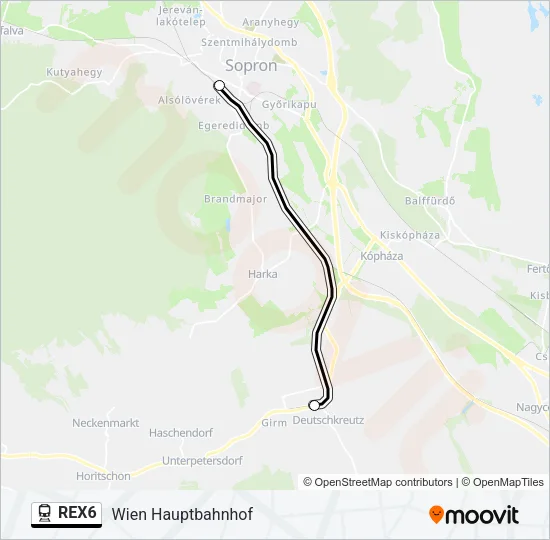 REX6 Train Line Map