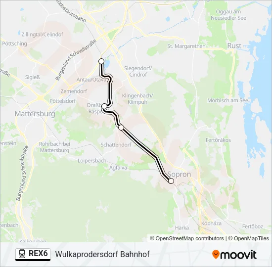 REX6 Train Line Map