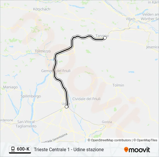 600-K Train Line Map