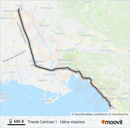 600-K Train Line Map