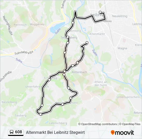 608 Bus Line Map